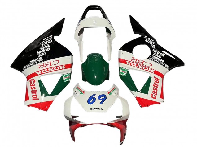 Carenados Moto Honda CBR900RR 954 2002-2003 - Blanco Rojo Verde Negro Brillante Castrol Asequibles