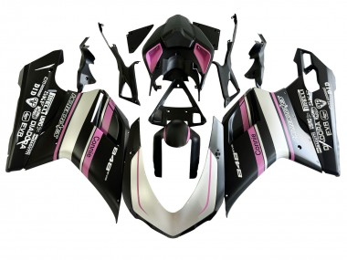 Carenados Moto Ducati 848 2007-2014 - Blanco Rosa Negro Brillante Connie Asequibles
