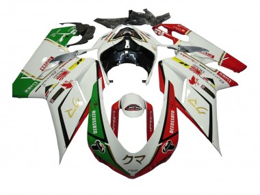 Carenados Moto Ducati 848/1098/1198 2007-2014 - Blanco Rojo Verde Accossato Asequibles