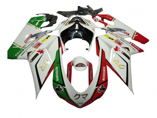 Carenados Moto Ducati 848/1098/1198 2007-2014 - Blanco Rojo Verde Accossato Asequibles