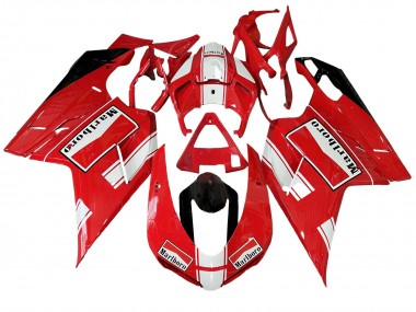 Carenados Moto Ducati 848/1098/1198 2007-2014 - Blanco Rojo Negro Brillante Marlboro Asequibles