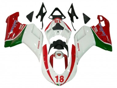 Carenados Moto Ducati 848/1098/1198 2007-2014 - Blanco Rojo Verde 18 Asequibles