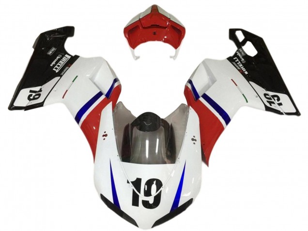 Carenados Moto Ducati 848/1098/1198 2007-2014 - Blanco Rojo Azul Negro Brillante 19 Asequibles