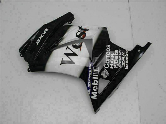 Carenados Moto Kawasaki EX250 2008-2012 - Negro Brillante Blanco West Asequibles