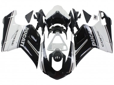Carenados Moto Ducati 848/1098/1198 2007-2014 - Blanco Negro Brillante Corse Asequibles