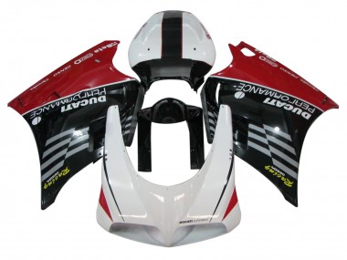 Carenados Moto Ducati 748/916/996/998 1993-2005 - Blanco Rojo Negro Brillante Carrera Performance Asequibles