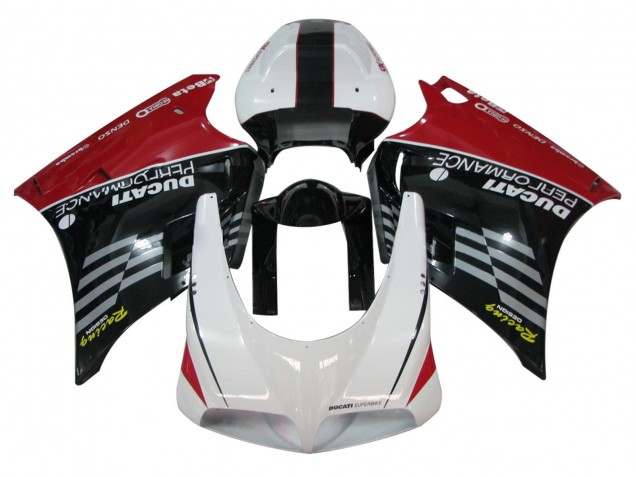 Carenados Moto Ducati 748/916/996/998 1993-2005 - Blanco Rojo Negro Brillante Carrera Performance Asequibles