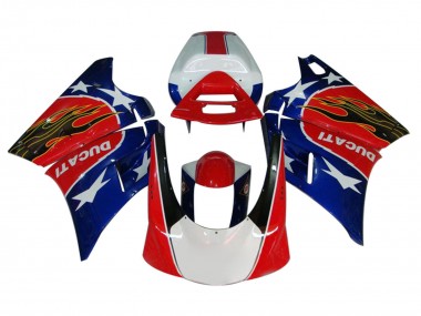 Carenados Moto Ducati 748/916/996/998 1993-2005 - Blanco Rojo Azul Negro Brillante Llama Asequibles