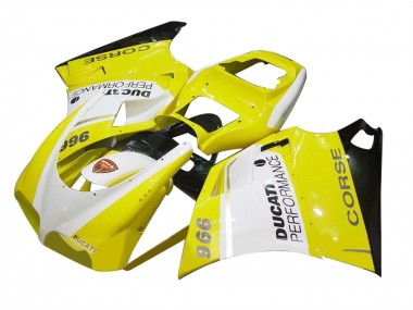 Carenado Moto Ducati 996 1993-2005 - Blanco Amarillo Negro Brillante Corse Performance Asequibles