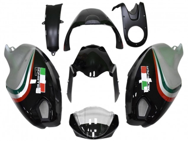 Carenados Moto Ducati Monster 696 796 1100 1100S 2008-2012 - Negro Brillante Plata Rojo Verde Asequibles