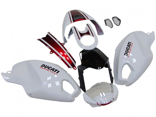 Carenados Moto Ducati Monster 696 796 1100 1100S 2008-2012 - Blanco Rojo Negro Brillante Asequibles