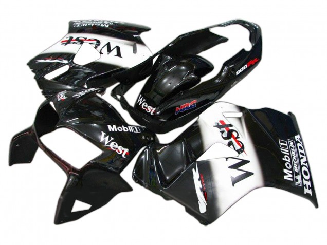 Carenados Moto Honda VFR 800 1998-2001 - Negro Brillante Blanco West HRC Asequibles