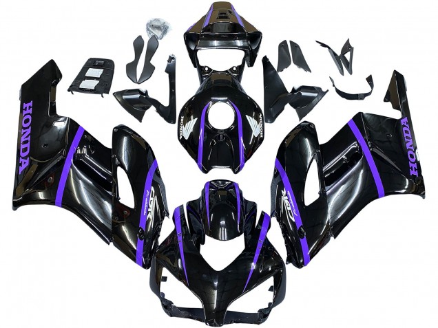 Carenados Moto Honda CBR1000RR 2004-2005 - Negro Brillante Púrpura Raya Asequibles