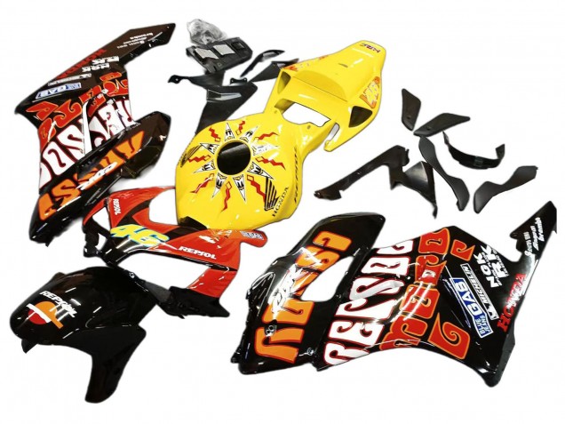 Carenados Moto Honda CBR1000RR 2004-2005 - Amarillo Naranja Negro Brillante Repsol Rossi 46 Asequibles