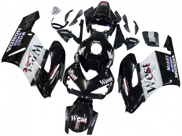 Carenados Moto Honda CBR1000RR 2004-2005 - Negro Brillante Blanco West Asequibles