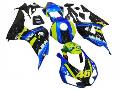 Carenados Moto Honda CBR1000RR 2006-2007 - Azul Fluorescent Verde Negro Brillante Tiburón 46 Asequibles