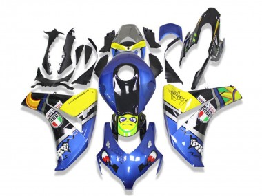 Carenados Moto Honda CBR1000RR 2008-2011 - Azul Amarillo Negro Brillante Tiburón Asequibles