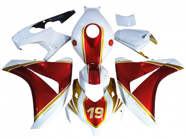Carenados Moto Honda CBR1000RR 2008-2011 - Blanco Rojo Oro 19 Asequibles
