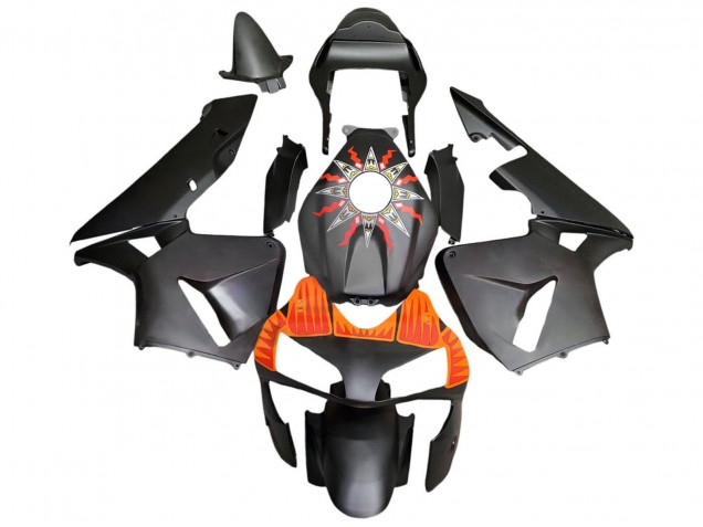 Carenados Moto Honda CBR600RR 2003-2004 - Negro Mate Naranja Asequibles