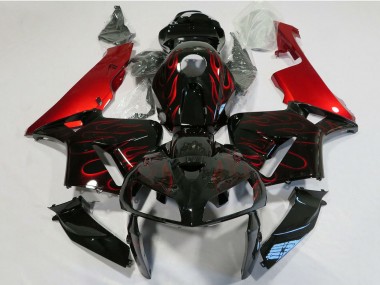 Carenado Moto Honda CBR600RR 2005-2006 - Negro Brillante Rojo Llama Asequibles