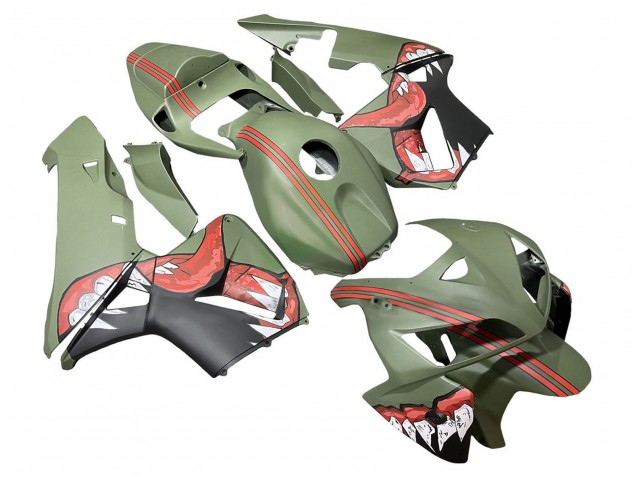 Carenados Moto Honda CBR600RR 2005-2006 - Verde Rojo Tiburón Asequibles