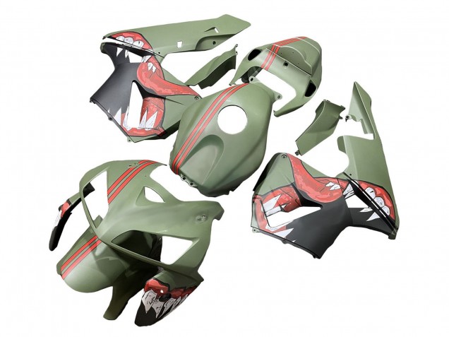 Carenados Moto Honda CBR600RR 2005-2006 - Verde Rojo Tiburón Asequibles