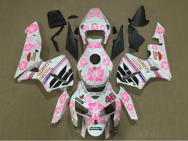 Carenados Moto Honda CBR600RR 2005-2006 - Blanco Rosa Floral Nastro Azzurro 46 Asequibles