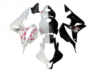 Carenados Moto Honda CBR600RR 2007-2008 - Blanco Cherry Blossom Negro Brillante Dividir Asequibles