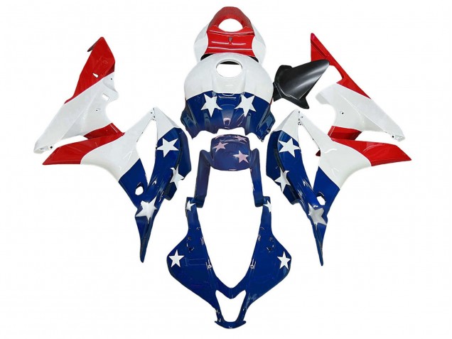 Carenados Moto Honda CBR600RR 2007-2008 - Blanco Azul Rojo Estrella Asequibles