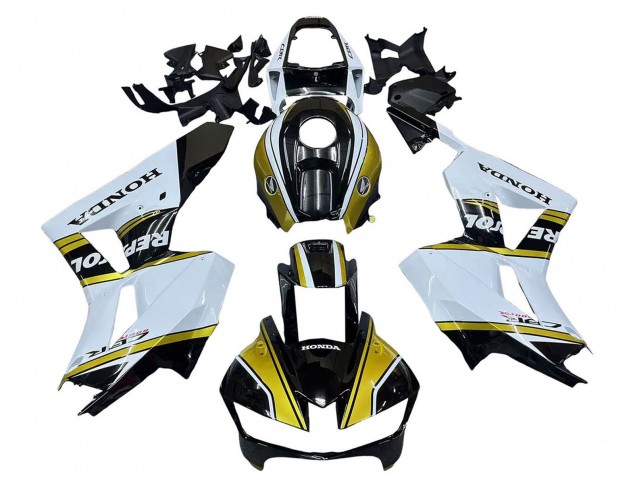 Carenados Moto Honda CBR600RR 2013-2023 - Blanco Oro Negro Brillante Repsol Asequibles
