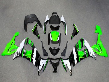 Carenados Moto Kawasaki ZX10R 2008-2010 - Blanco Verde Negro Brillante Llama Asequibles