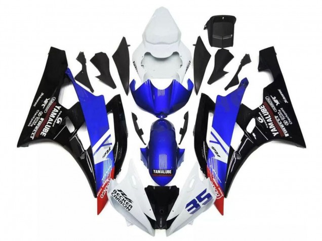 Carenados Moto Yamaha YZF R6 2006-2007 - Blanco Azul Negro Brillante Yamalube Becker Carbon Asequibles