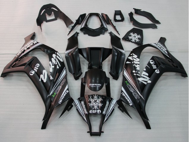 Carenados Moto Kawasaki ZX10R 2011-2015 - Negro Brillante Blanco Elf Nieve Calcomanía Asequibles
