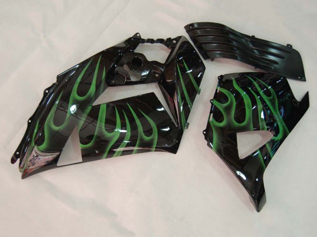 Carenado Moto Kawasaki ZX14R ZZR1400 2006-2011 - Negro Brillante Verde Llama Asequibles