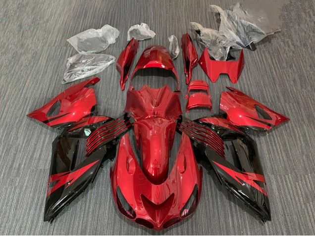 Carenado Moto Kawasaki ZX14R ZZR1400 2006-2011 - Rojo Negro Brillante Asequibles