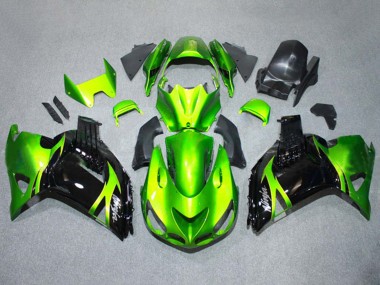 Kits Carenados Moto Kawasaki ZX14R ZZR1400 2006-2011 - Verde Negro Brillante Asequibles