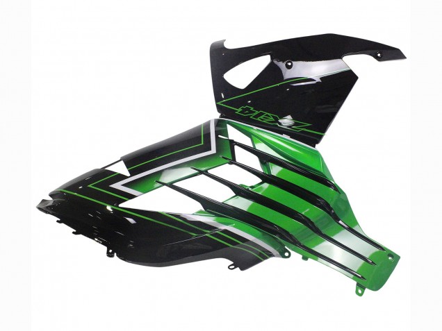 Carenados Moto Kawasaki ZX14R ZZR1400 2012-2024 - Verde Negro Brillante Raya Asequibles