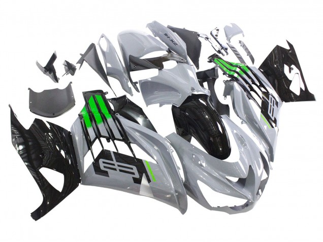Carenados Moto Kawasaki ZX14R ZZR1400 2012-2024 - Gris Verde Negro Asequibles
