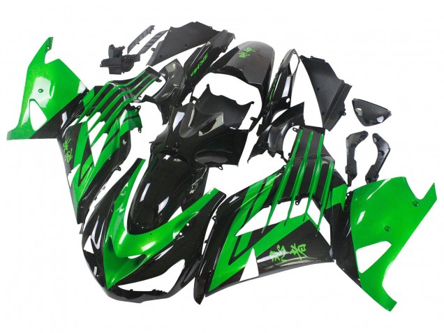 Kits Carenado Moto Kawasaki ZX14R ZZR1400 2012-2024 - Verde Negro Brillante Asequibles