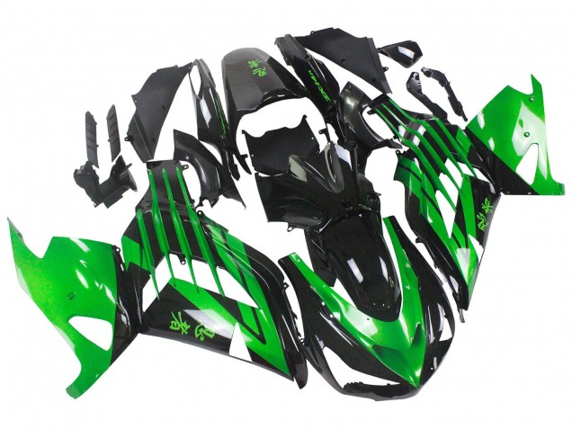 Kits Carenado Moto Kawasaki ZX14R ZZR1400 2012-2024 - Verde Negro Brillante Asequibles