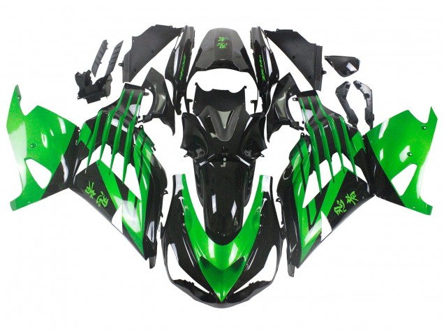 Kits Carenado Moto Kawasaki ZX14R ZZR1400 2012-2024 - Verde Negro Brillante Asequibles