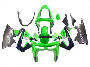 Carenados Moto Kawasaki ZX6R 1998-1999 - Verde Blanco Azul Oscuro Plata Asequibles
