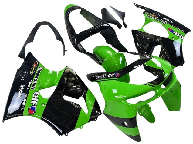 Carenados Moto Kawasaki ZX6R 1998-1999 - Verde Negro Brillante Elf Bridgestone Asequibles