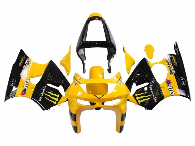 Carenados Moto Kawasaki ZX6R 1998-1999 - Amarillo Negro Monstruo Elf Bridgestone Asequibles