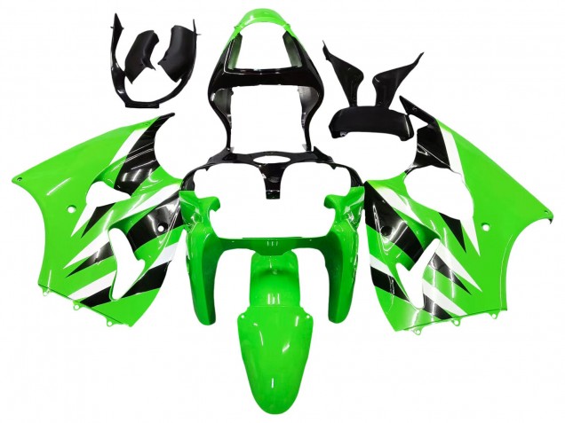 Carenados Moto Kawasaki ZX6R 2000-2002 - Verde Blanco Negro Asequibles