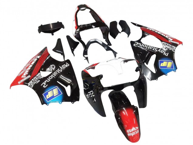 Carenados Moto Kawasaki ZX6R 2000-2002 - Negro Brillante Rojo Azul Rojo PlayStation 2 Asequibles