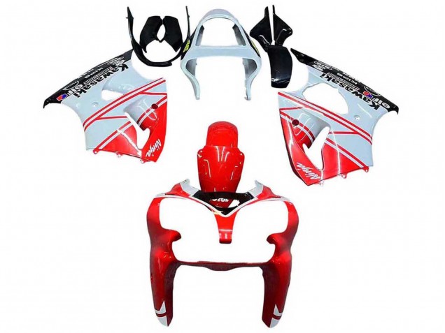 Carenados Moto Kawasaki ZX6R 2000-2002 - Blanco Rojo Negro Asequibles