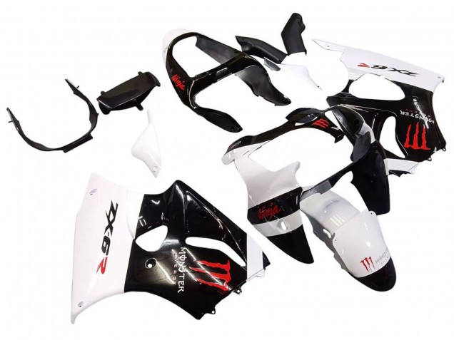 Carenados Moto Kawasaki ZX6R 2000-2002 - Blanco Negro Rojo Monstruo Asequibles