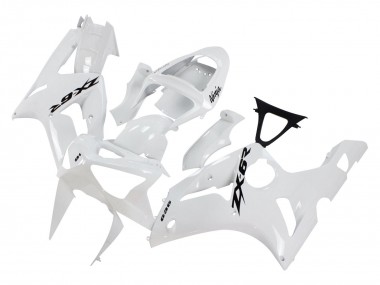 Carenados Moto Kawasaki ZX6R 2003-2004 - Blanco Negro Calcomanías Asequibles