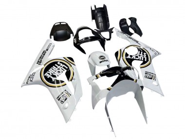 Carenados Moto Kawasaki ZX6R 2003-2004 - Blanco Negro Motul Lucky Strike Asequibles